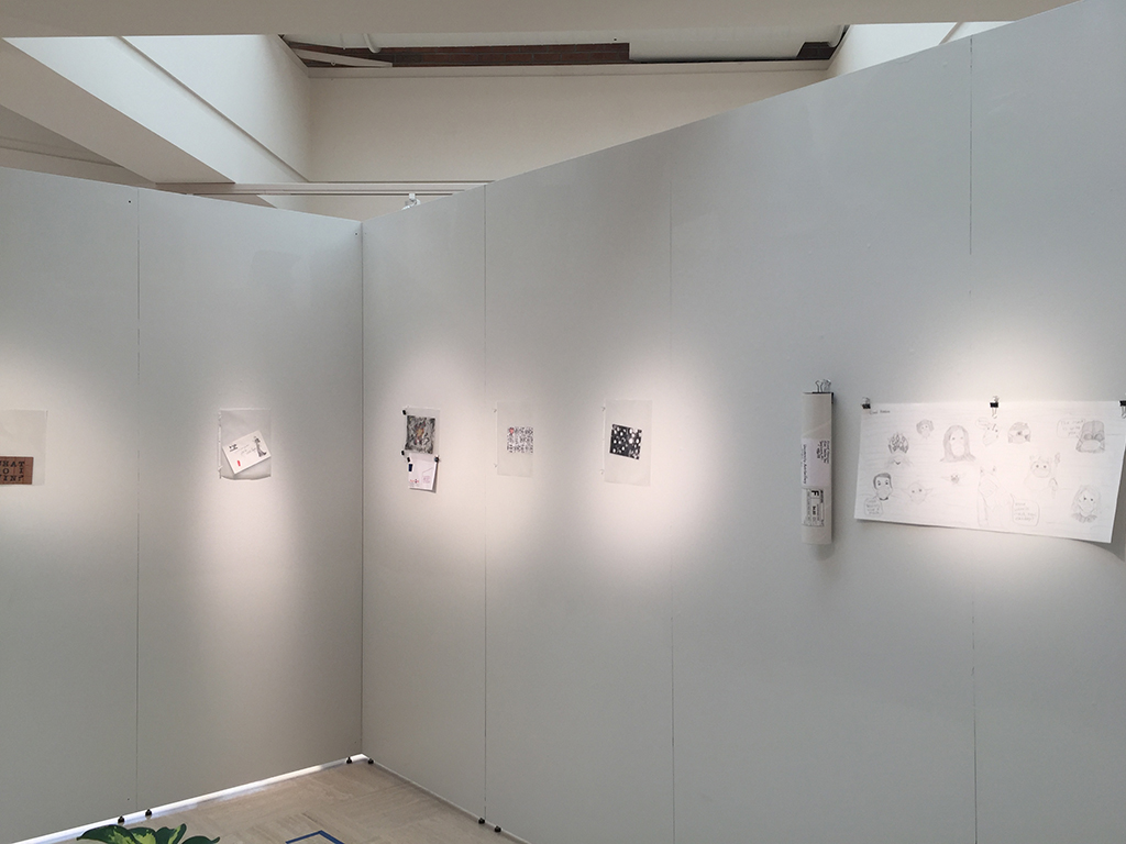 inside back wall with mail pieces from Lunde, Starbuck, Iltupps, Tofu, Serbanescu, and Hanson